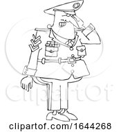Cartoon Black And White Saluting Military Man