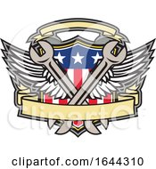 Crossed Wrench Army Wings American Flag Shield