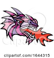 Poster, Art Print Of Mosaic Mythical Dragon Breathing Fire Mascot