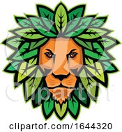 Poster, Art Print Of Lion-Leaves-Head-Mascot