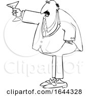 Poster, Art Print Of Cartoon Black And White Chubby Businessman Toasting