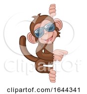 Poster, Art Print Of Monkey Sunglasses Cartoon Animal Pointing At Sign