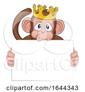 Poster, Art Print Of Monkey King Crown Cartoon Animal Holding Sign