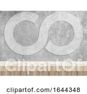 Poster, Art Print Of 3d Wooden Table Looking Out To A Blank Concrete Wall