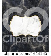 Poster, Art Print Of Gold And Marble Frame On A Dark Marble Texture Background