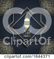 Poster, Art Print Of Decorative Eid Mubarak Background With Hanging Lantern