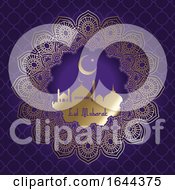 Poster, Art Print Of Decorative Eid Mubarak Background With Mosque Silhouette