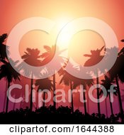 Poster, Art Print Of Palm Tree Landscape Against Sunset Sky