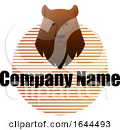 Poster, Art Print Of Bear Mascot Head Over A Striped Circle And Sample Text
