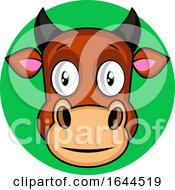 Poster, Art Print Of Cartoon Brown Cow Vector Illustration On White Backgorund