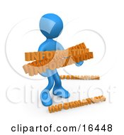 Blue Person Carrying A Lot Of Information Clipart Illustration Graphic