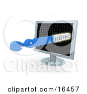 E Commerce Text Popping Out Of A Flat Screen Computer Monitor Clipart Illustration Graphic by 3poD
