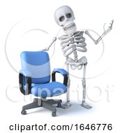 3d Skeleton With An Empty Office Chair