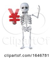3d Skeleton Holding A Yen Currency Symbol