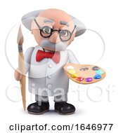 3d Scientist Character Holding A Paintbrush And Palette