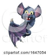 Halloween Vampire Bat Cartoon Character Sign by AtStockIllustration