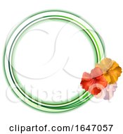 Poster, Art Print Of Copy Space Green And White Circular Border With Trio Of Hibiscus