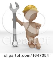 Poster, Art Print Of 3d Morph Man Builder With Wrench