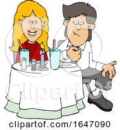 Cartoon Couple On A Date At A Restaurant