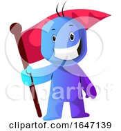 Blue Cartoon Man With A Flag by Morphart Creations
