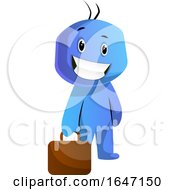 Cartoon Blue Man Carrying A Briefcase by Morphart Creations