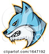 Poster, Art Print Of Profiled Angry Blue Wolf Mascot