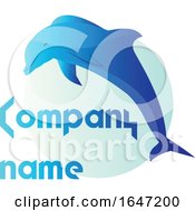 Poster, Art Print Of Blue Dolphin Logo Design With Sample Text