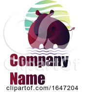 Poster, Art Print Of Purple Hippo Logo Design With Sample Text