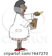 Poster, Art Print Of Cartoon Black Female Scientist Holding Out A Pencil And Clipboard