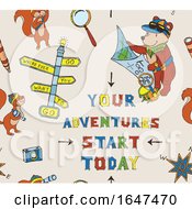 Poster, Art Print Of Adventure Background With Bears And Squirrels
