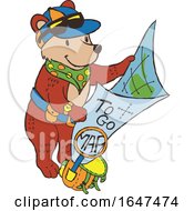 Poster, Art Print Of Cartoon Adventurous Bear Reading A Map