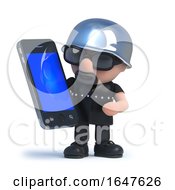 3d Biker Using His New Smartphone Tablet Device