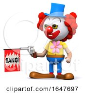 3d Clown Plays A Prank With A Toy Gun