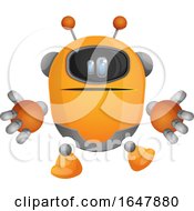Poster, Art Print Of Orange Cyborg Robot Mascot Character Shrugging