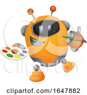 Poster, Art Print Of Orange Cyborg Robot Mascot Character Artist