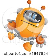 Poster, Art Print Of Orange Cyborg Robot Mascot Character Crying
