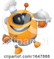 Poster, Art Print Of Orange Cyborg Robot Mascot Character Chef