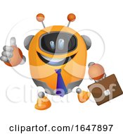 Poster, Art Print Of Orange Cyborg Robot Mascot Character Business Man