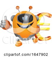 Poster, Art Print Of Orange Cyborg Robot Mascot Character Holding A Euro Symbol