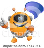 Poster, Art Print Of Orange Cyborg Robot Mascot Character Talking