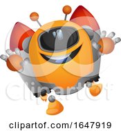 Poster, Art Print Of Orange Cyborg Robot Mascot Character With A Rocket Pack