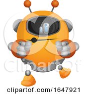 Poster, Art Print Of Orange Cyborg Robot Mascot Character Dancing