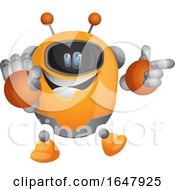 Orange Cyborg Robot Mascot Character Pointing