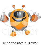 Poster, Art Print Of Orange Cyborg Robot Mascot Character Holding A Thumb Up