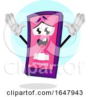 Poster, Art Print Of Cell Phone Mascot Character With A Shopping Screen