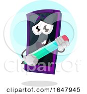 Poster, Art Print Of Cell Phone Mascot Character Holding A Pencil