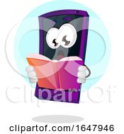 Poster, Art Print Of Cell Phone Mascot Character Reading A Book
