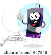 Poster, Art Print Of Cell Phone Mascot Character With Earbuds
