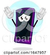 Poster, Art Print Of Cell Phone Mascot Character Holding His Hands Up
