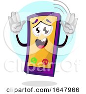 Poster, Art Print Of Cell Phone Mascot Character With Hands Up